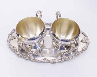 Vintage Silver Plated Tea Set: Creamer, Sugar Bowl & Tray - Made in Canada