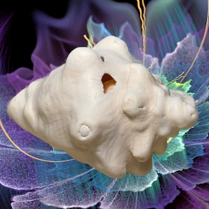 Large Aged Conch Shell: Vintage Home Decor (7.75&quot;)