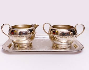 Vintage Silver Plated Tea Set: Creamer, Sugar Bowl & Tray - Made in Canada