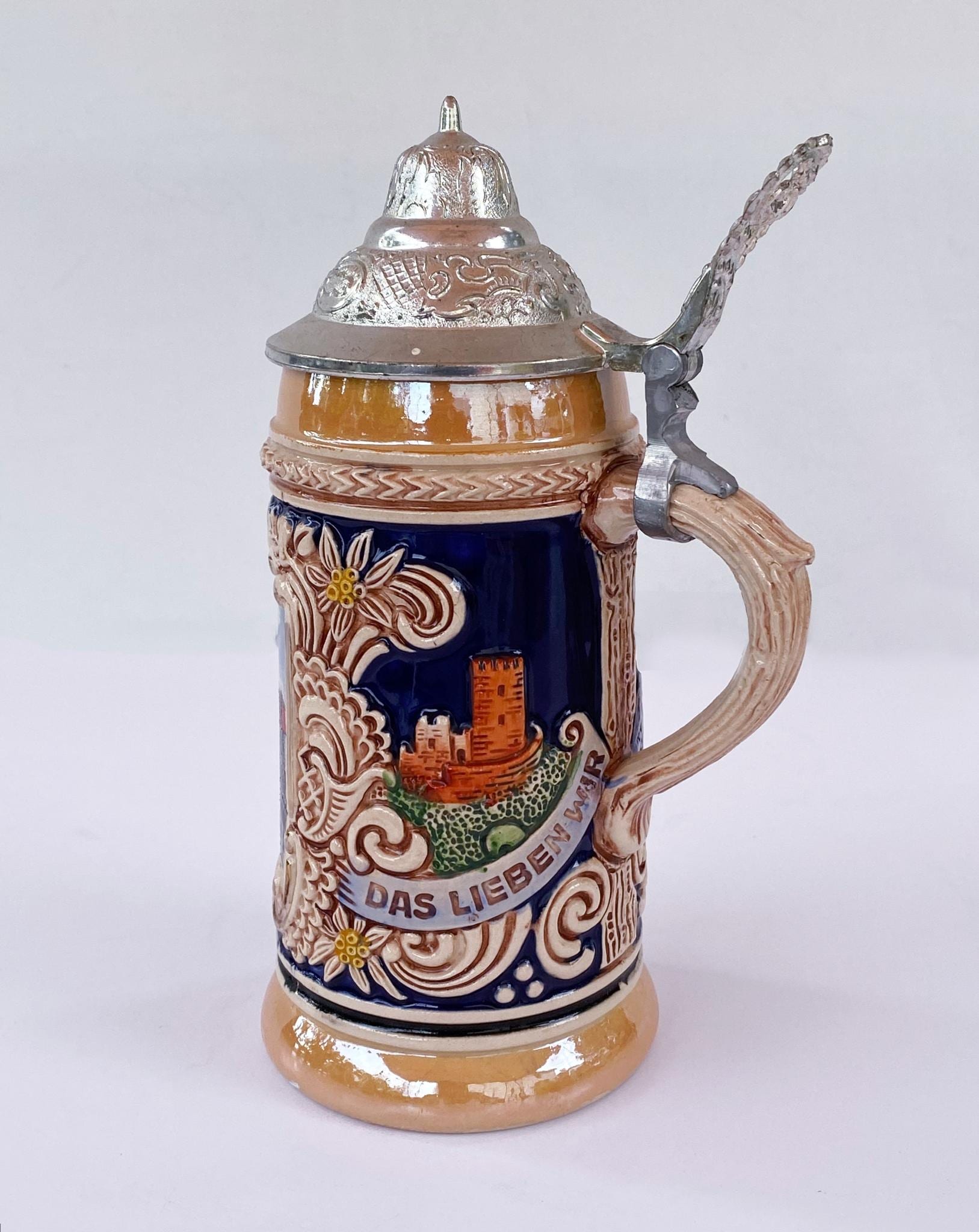 ビンテージ 陶器製 デビル カップ サタン 悪魔 Germany製 ネイバーフ Vintage German Beer Stein: West Germany Ceramic Mug With Pewter