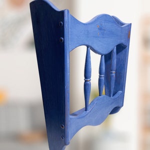 Vintage Blue Wooden Wall Mount Mail & Magazine Holder
