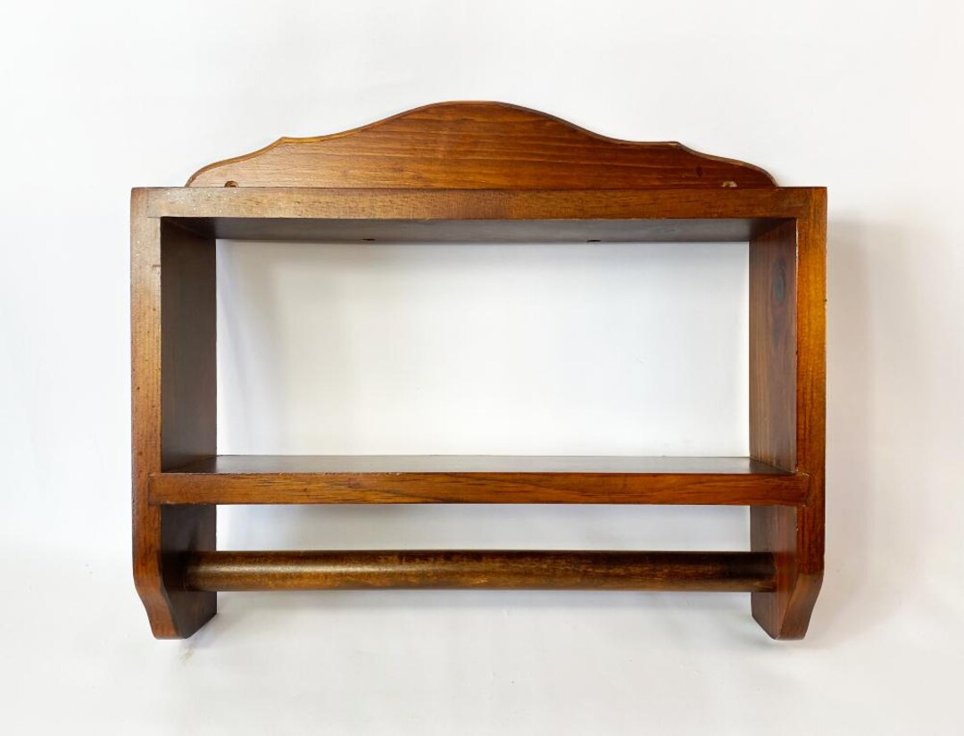Rustic Scroll Rack Vintage Wood Wall Rack With Shelf & Hanging Bar – Rustic Farmhouse ...