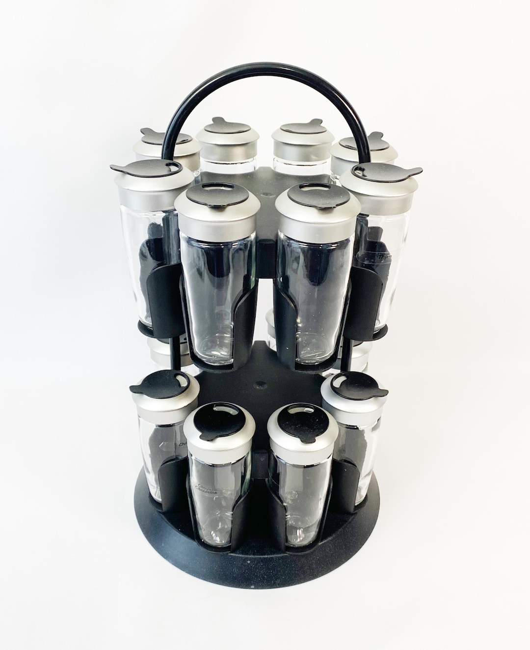 Vintage Counter Top Rotating Spice Rack With Jars 16 Jars Tower Spice ...