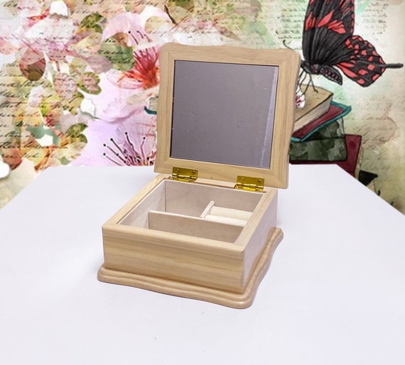Vintage Small Jewelry Box With Mirror Jewelry Organizer Etsy