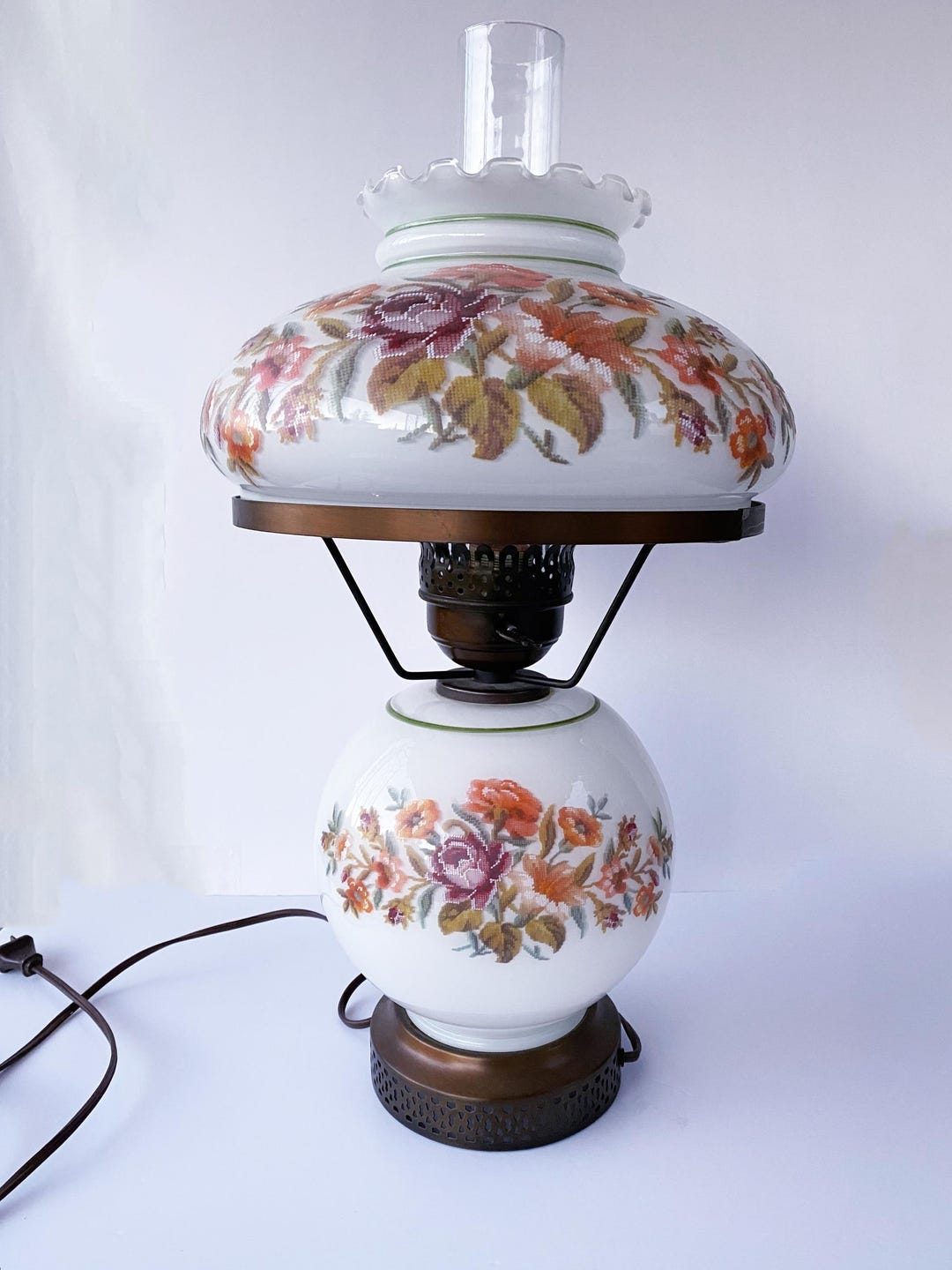 Vintage Floral Vintage Hurricane Lamps