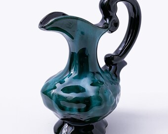 Vintage Aladdin style green flow glaze  pottery pitcher  Collectible  home decor