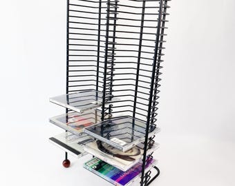 Vintage Metal CD Tower Rack Wall/table (35) Compact Disc CD Metal