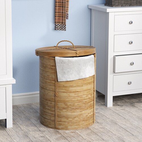 Natural Rattan Laundry Hamper With Lid and Handle Removable Etsy