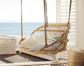 Handmade Rattan Woven Flying Hammock Swing Loveseat for Adults Outdoor, Indoor Use