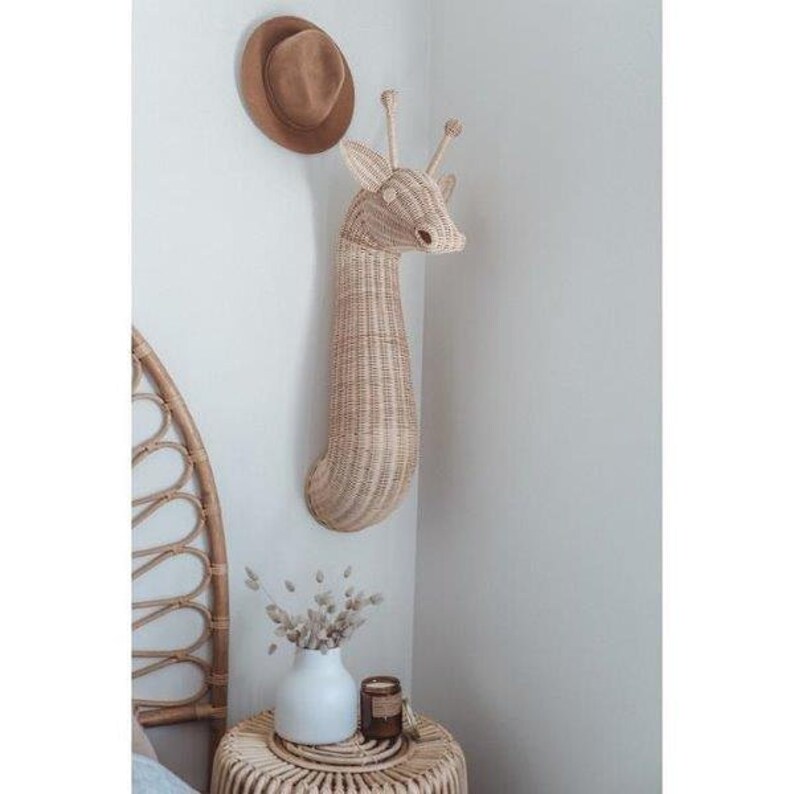 Authentic Handmade Rattan Wall Mounted Giraffe Head for Baby | Etsy
