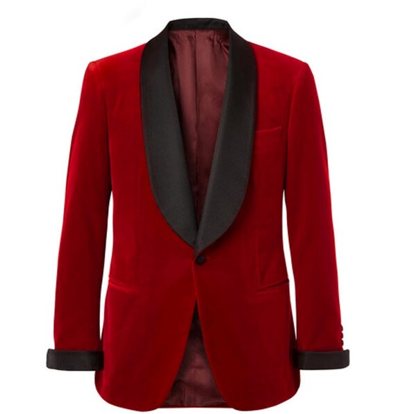 Mens Tuxedo Jacket Red Velvet Blazer Jacket Slim Fit Blazer 1 Etsy