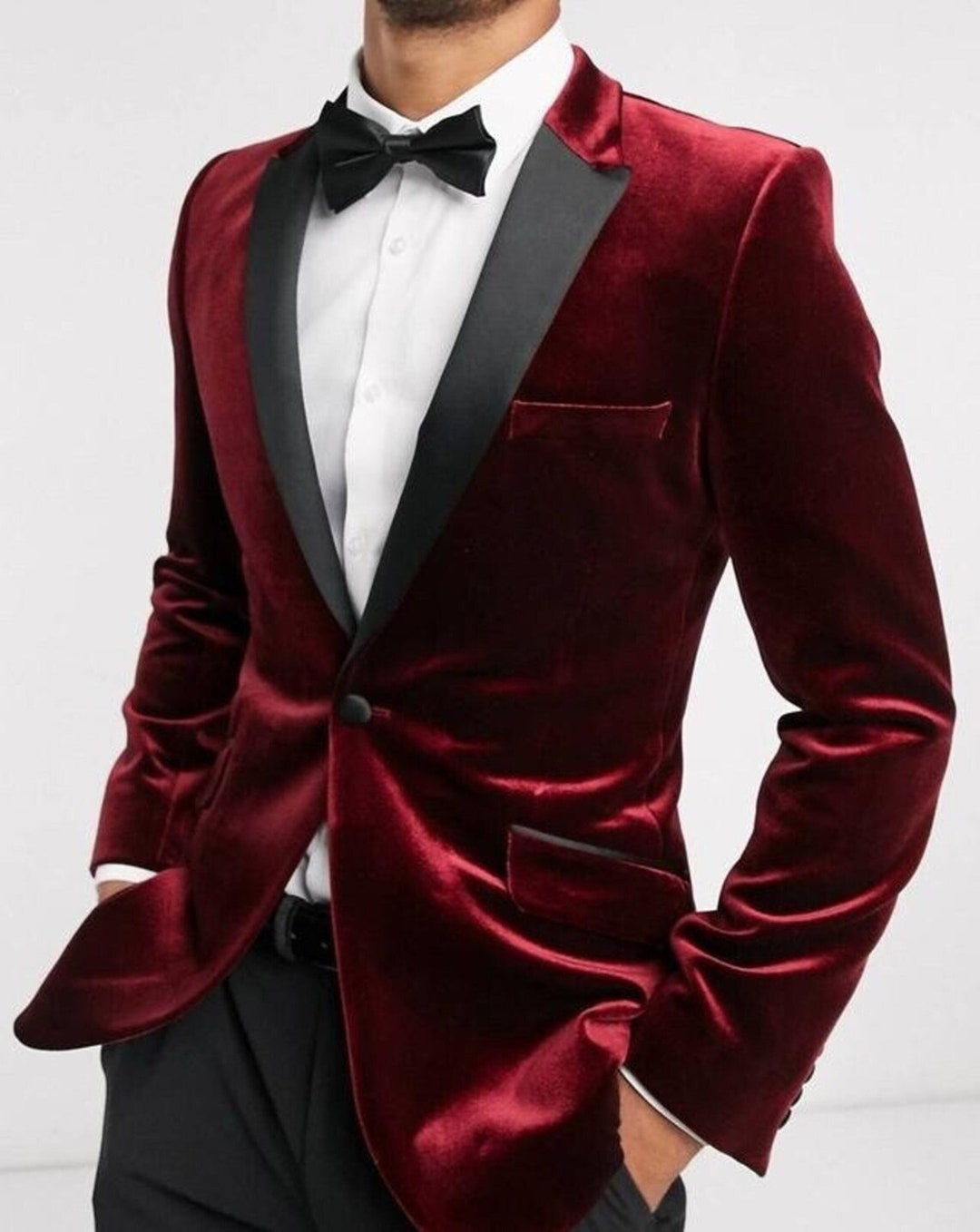 Men's Maroon Velvet Tuxedo Suits Wedding Groom Wear - Etsy