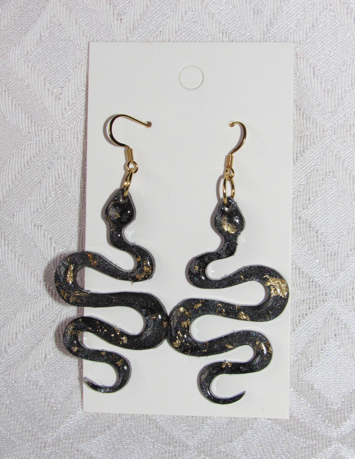 Resin Snake Earrings Snake Earrings Black Dangle Snake Etsy
