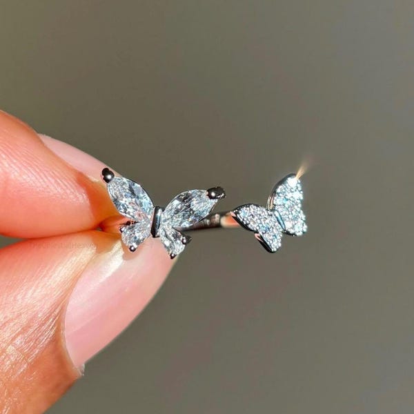 925 Sterling Silver Ajustable Ring| Open Butterfly Ring
