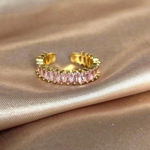 Stainless Steel Baugette Cute Adjustable Ring| Emerald, Gold, Silver Resizeable Eternity Ring| Bridal Jewellery
