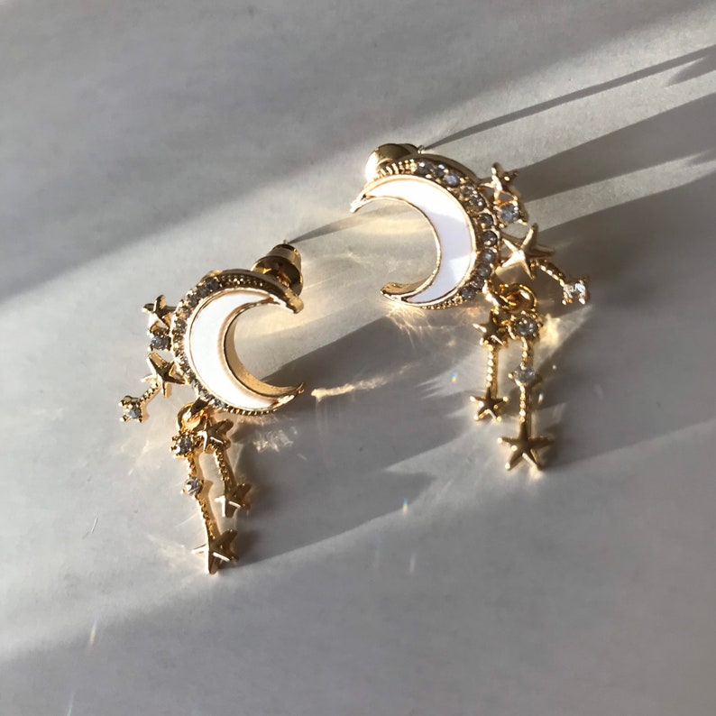 Golden Acrylic Moon Dangle Earrings