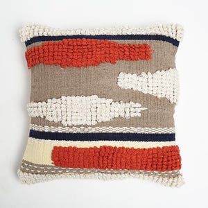 Luxury Handwoven Cushion Cover- Textured & Multi-coloured, Decorative Throw Pillow Cover-18 x 18 inch