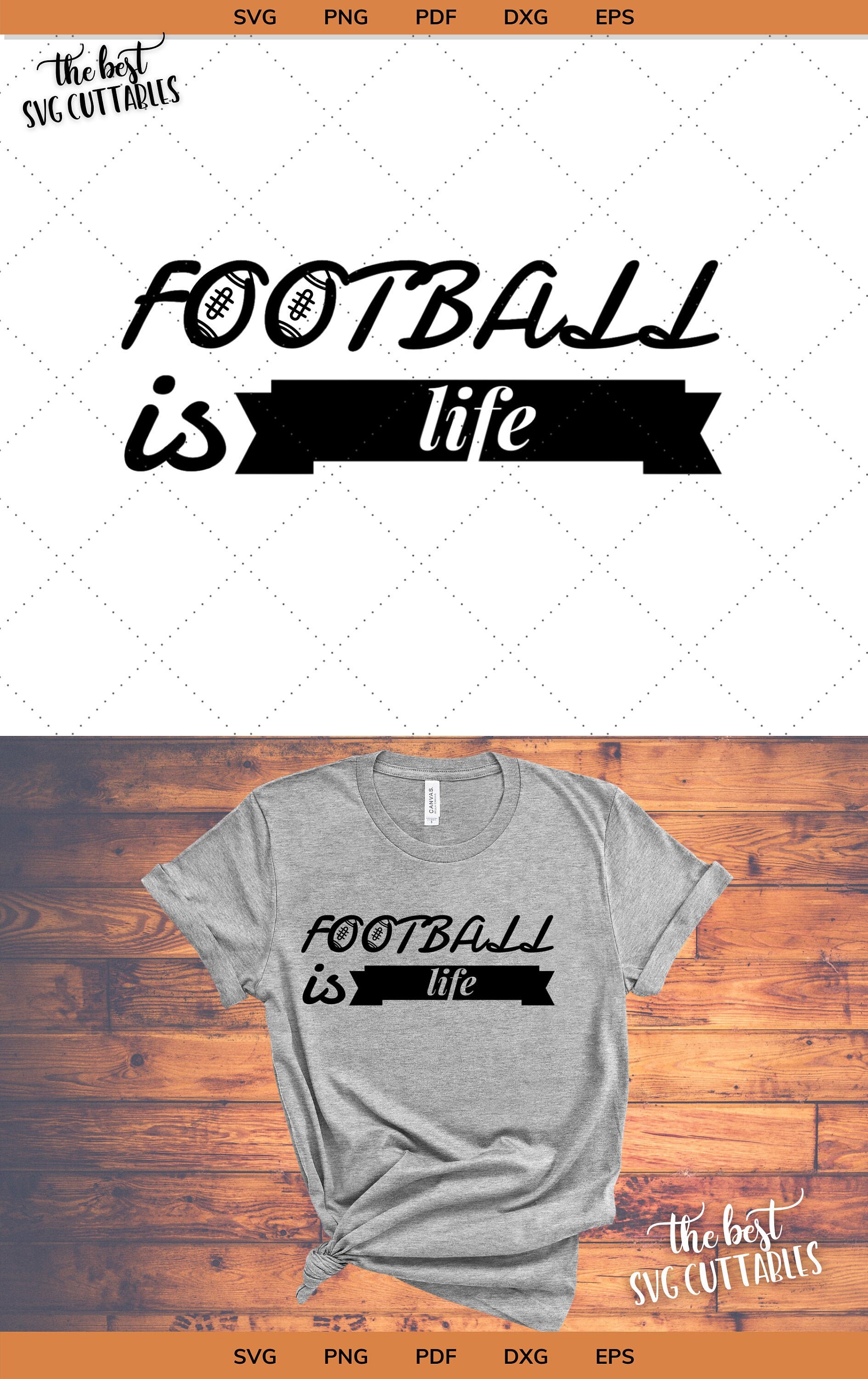 Football Is Life Svg Football Player Svg Cricut Files Heat Etsy