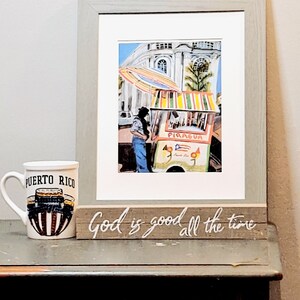 Puerto Rico Art /Print Piraguero/ Snow Cone Vendor Art/ 11 x 8.5 inches Giclee/ 8.5 x 5.5 inches Giclee Puerto Rico Gift Idea, IveGiftShop