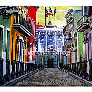 Puerto Rico Wall Art, San Juan Puerto Rico Art Print, Puerto Rican Flag Poster, Calle Fortaleza, Home Decor Gift Idea for - Ive Gift Shop