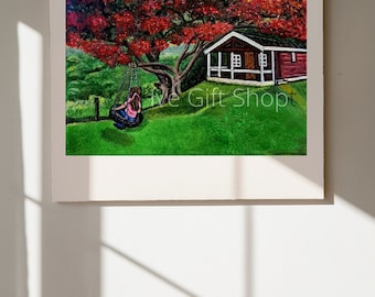 Puerto Rico Wall Art/ Flamboyan Puerto Rico Art Print/ Puerto Rico Home Decor/ Gift Idea, IveGiftShop