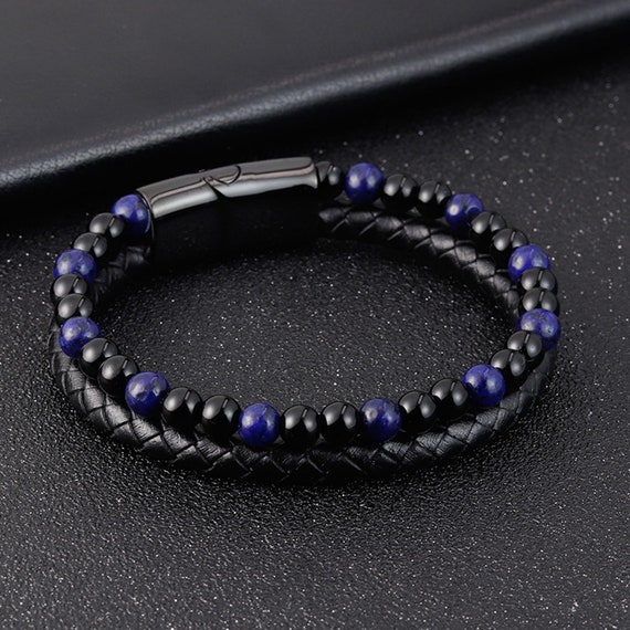 Men's Lapis Lazuli Bracelet-onyx Stone Strength Calming | Etsy