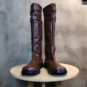Telacos OBI Wan Cosplay Kenobi Costume Shoes Brown Boots Custom Made 
