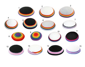 niestandardowa kippah, LGBT, tęcza, prawdziwe ręcznie robione, dzianina, szydełka,