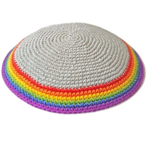kippah, LGBT, rainbow, gray, real handmade