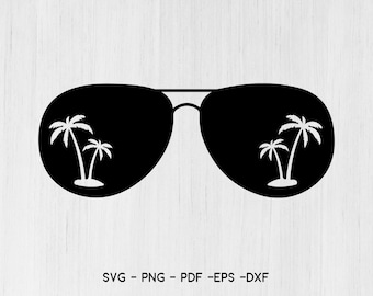 Sunglasses With Palm Trees SVG, Beach Summer SVG, SVG Files Instant Download, Cricut Cut Files, Silhouette Cut Files