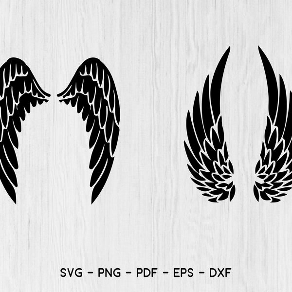 Angel Wings Feather Emblem Angel Heaven Heraldic Freedom Tattoo Spread Art Logo Design Elements .SVG. PNG Clipart Vector Cut Cutting