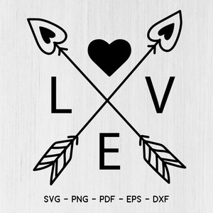 Love arrows svg, Valentine SVG, Valentines Day SVG, Love SVG, Love Heart Svg,CriCut Files svg pdf eps png dxf Silhouette cameo
