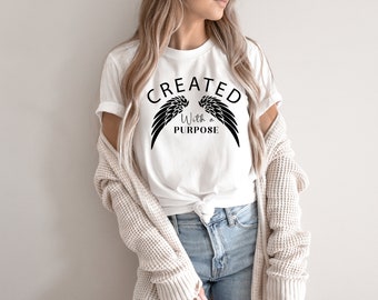 Created With A Purpose Svg, Christian Svg, Inspirational Svg, Motivational Svg, Angel Wings Svg, Inspirational Quotes Svg