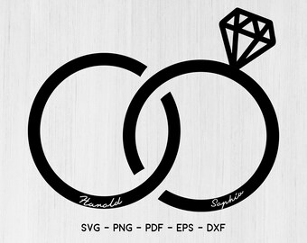 Wedding Bands SVG, Wedding Rings - Instant Digital Download, svg, pdf , dxf, eps, png, Diamond, Mr. & Mrs
