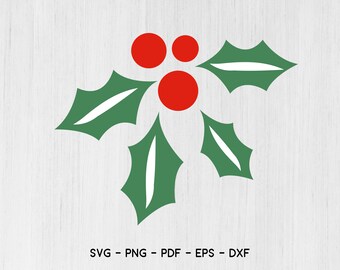 Christmas Holly Svg , Holly berry SVG , Christmas svg,Mistletoe Svg ,Clipart Vector, Circut Cut files ,Digital Download, Winter svg