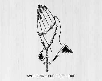 Praying Hands Rosary Beads SVG, Praying Hands SVG, Rosary Beads SVG, Praying,cross, Hands, Rosary, Beads, Bible, svg for, svg eps, cut file