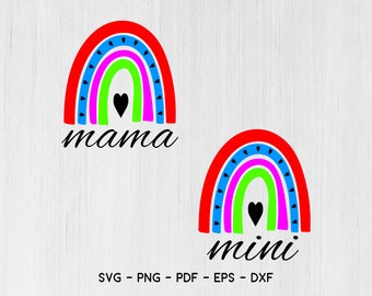 Mama and mini svg,Mama,svg,Mini svg,Mommy and me svg, Mama's Girl,Mama and mini,rainbow svg,Mom clipart,Mothers day svg SVG files for Cricut