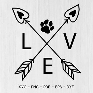 Liefde met Paw Svg, Fur Mom Svg, Dog Mom Svg, Cat Mom Svg, Paw Print Svg, Rescue Animals Shirt Svg Cut Files voor Cricut & Silhouette, Png