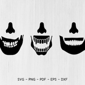 Skull Face Mask desing svg Funny Halloween designs for protective face mask SVG, DXF, PNG, eps. Cutting files for laser, Cricut, Silhouette