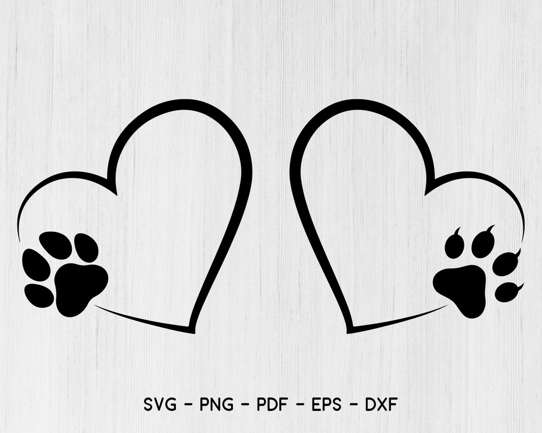 Dog Paws, Cat Paw Print SVG, Pet Paw Print Svg,love SVG Cat Paw Print Svg, Animal Paw Svg, Heart