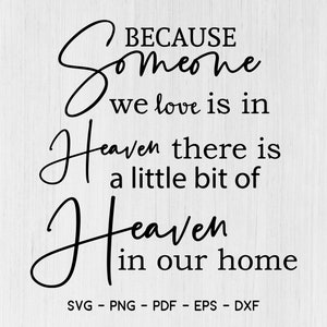 Perché qualcuno che amiamo è in cielo SVG, paradiso nella nostra casa, Memorial Cut File, Cricut, Silhouette, Cut Files, svg, dxf, png, eps,pdf