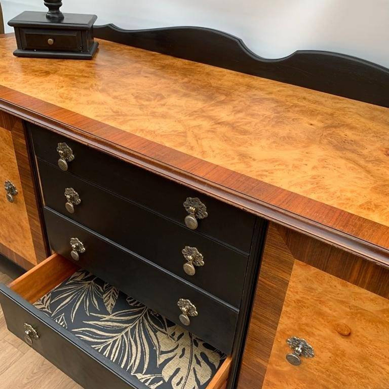 Stunning hand painted 1950s Queen Anne Sideboard/buffet Etsy