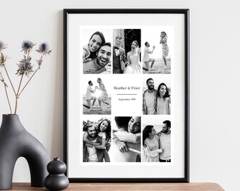 Modèle de collage de photos | Grille de photos modifiable | Collage photographique | Collage de mariage modifiable | Grille d'image imprimable | Cadeau d'anniversaire