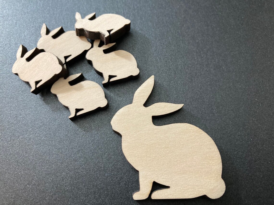 Unfinished Wood Engraved BUNNY RABBIT Wood Shape Etsy