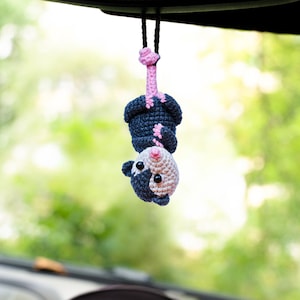 Opossum Car Accessory Dashboard Decor, Car Mirror Hanging Possum Ornament, Rearview Mirror Accessories, Cute Car Decor, Possum Car Hanger
