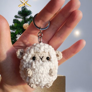 Niedlicher Plüsch-Schlüsselanhänger in Schafform, Pompon-Schaf-Plüschtier, Lamm-Osterfigur, Schaf-Schreibtischaccessoire, Schaf-Schlüsselanhänger Sheep Keychain