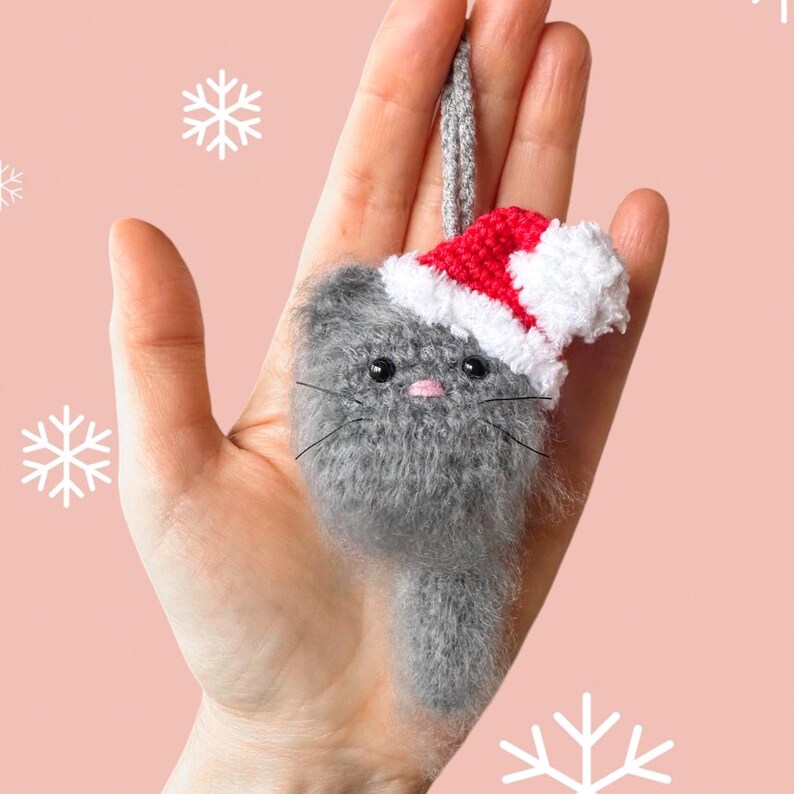 Cat Christmas Ornament Funny Cat Ornament, Cat Plush, Cat Lover Gift