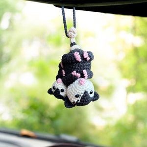 Mom Possum Car Accessory Cute Car Mirror Hanging Possum Ornament, Rearview Mirror Car Decor, Mom Gift, Crochet Opossum Mom Baby Car Hanger