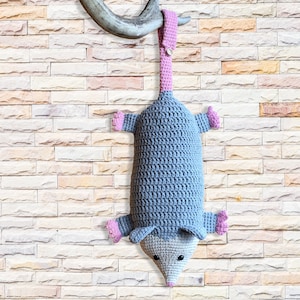 Possum Christmas Stocking Funny Crochet Possum Bag Holder, Opossum Christmas Decor, Cute Possum Gift Grey Stocking, Best Gift Possum Purse