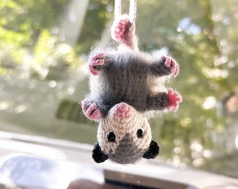 Possum Car Charm RearView Mirror Accessory, Crochet Opossum, Cute Car Mirror Hanging Accessory Car Decor, Best Gift Possum Car Hanger